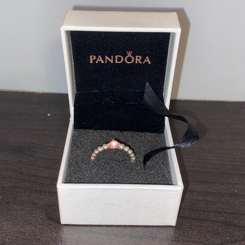 Authentic pandora October petal pink ring size 5